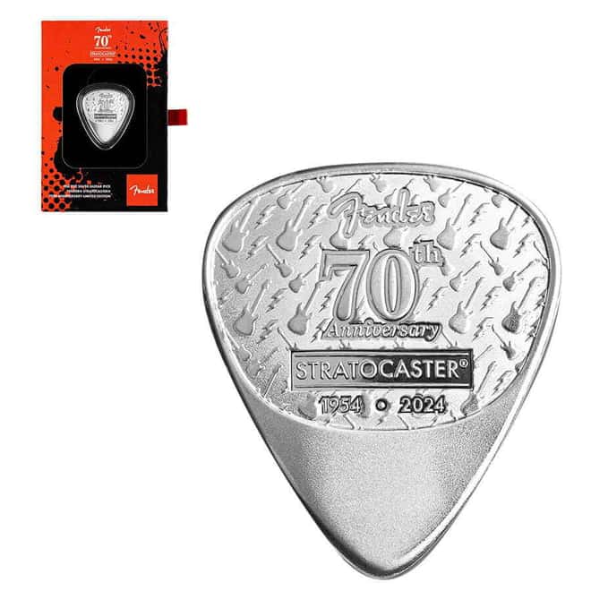 2024 10 Gram PAMP Suisse Silver Guitar Pick Fender® Stratocaster® 70th Ann.
