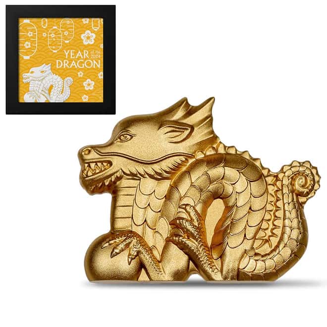 2024 1 oz Mongolia Gilded Silver Lunar Year of the Dragon Coin