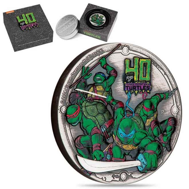 2024 2 oz Tuvalu Teenage Mutant Ninja Turtles™ 40th Ann. Antiqued Silver Coin