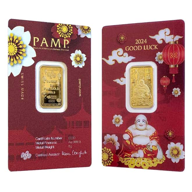 2024 5 gram PAMP Suisse Good Luck Laughing Buddha Gold Bar