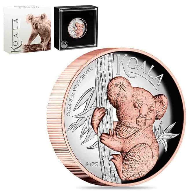 2024 5 oz Australian Koala Proof Gilded Silver Coin Perth Mint