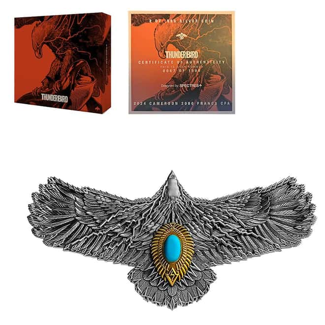 2024 Cameroon 2 oz Thunder Bird Shaped Silver Coin .999 Fine