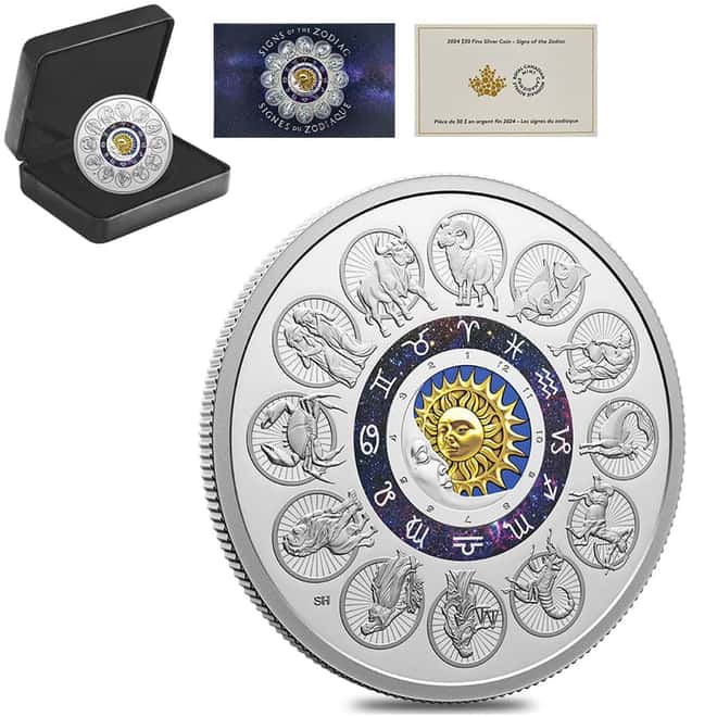 2024 Canada 2 oz Proof Silver Signs of the Zodiac Coin