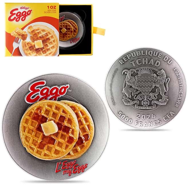 2024 Chad 1 oz Kellogg's Eggo Waffles Plate Silver Coin