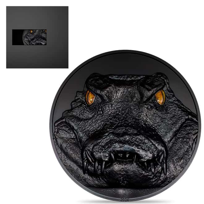 2024 Palau 1 Kilo Silver Hunters by Night Caiman Coin .9999 Fine