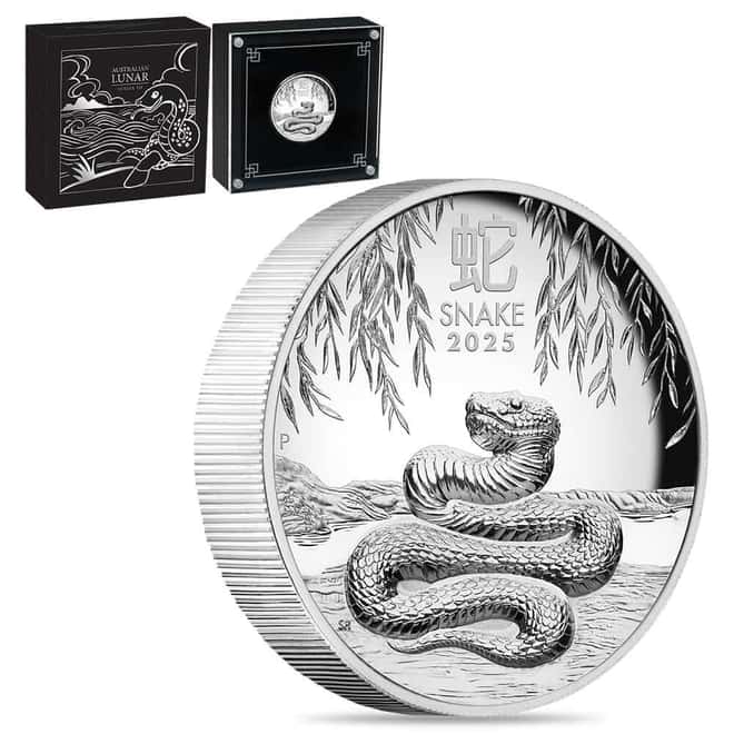 2025 1 oz Proof High Relief Silver Lunar Snake Australian Perth Mint