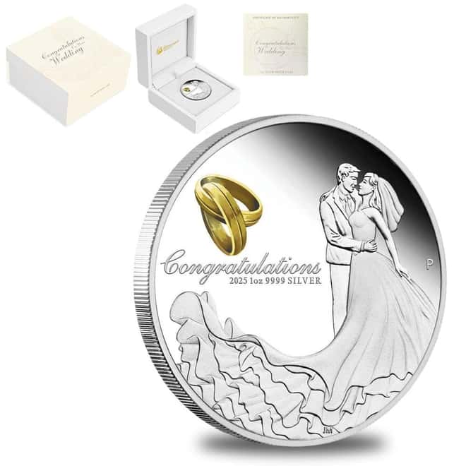 2025 1 oz Proof Silver Wedding Coin Australian Perth Mint