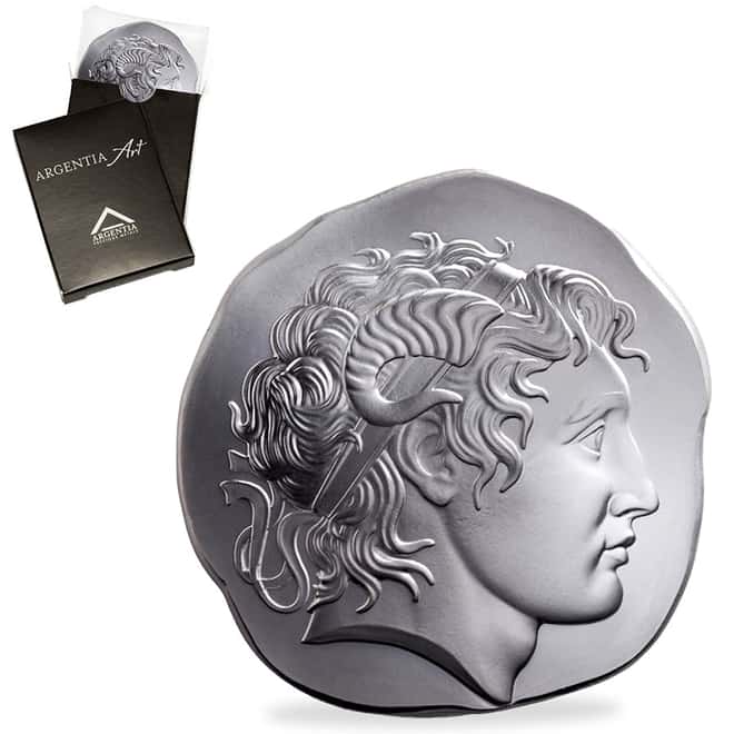 5 oz Argentia Herakles High Relief Silver Round .9999 Fine (Alexander the Great Style)