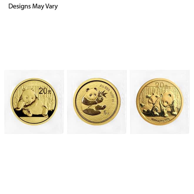 Chinese 1/20 oz Gold Panda Proof/Unc (Random Year, Sealed)