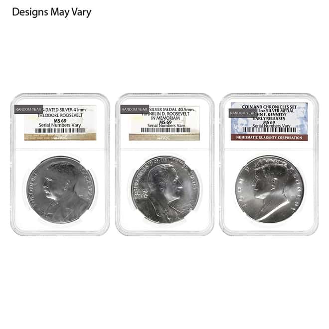 US Mint 1 oz Presidential Silver Medal NGC MS 69 (Random Year)