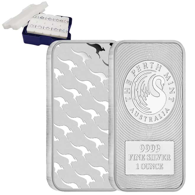 Monster Box of 200 - 1 oz Australia Perth Mint Silver Kangaroo Bar .9999 Fine
