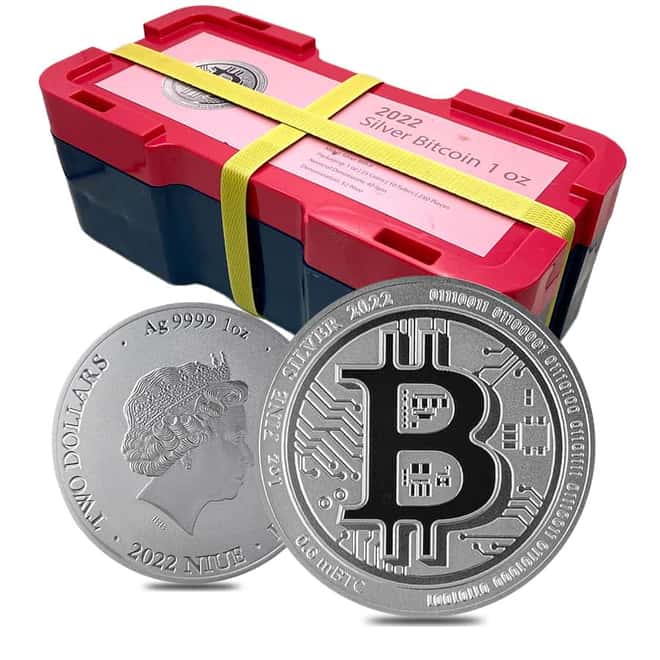 Monster Box of 250 - 2022 Niue 1 oz Bitcoin Silver Coin .9999 Fine BU (10 Rolls of 25)
