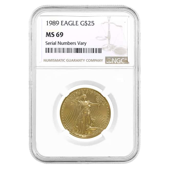 1989 1/2 oz $25 Gold American Eagle NGC MS 69
