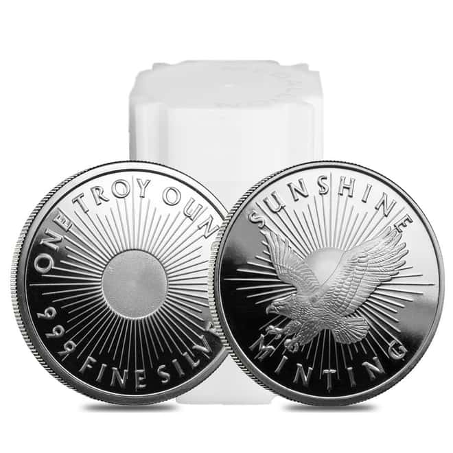 Roll of 20 - 1 oz Sunshine Mint Silver Round .999 Fine (Lot, Tube of 20)