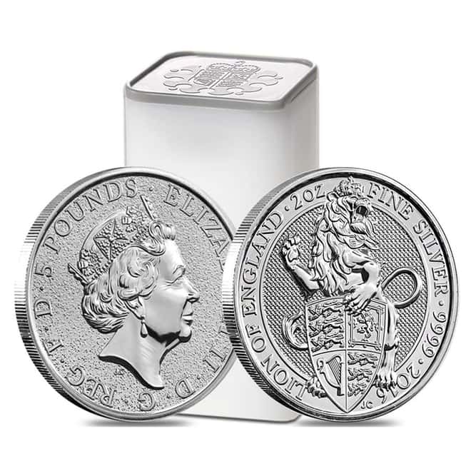 2016 Great Britain 2 oz Silver Queen's Beasts (Lion) Coin .9999 Fine BU