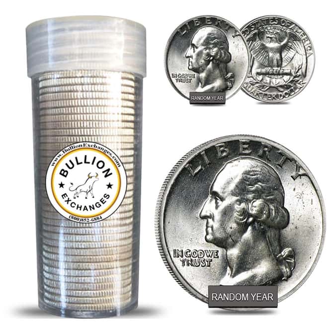$10 Face Value Washington Quarters 90% Silver 40-Coin Roll (Uncirculated)