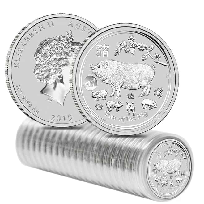 2019 1 oz Silver Lunar Year of The Pig Lion Privy BU Australian Perth Mint In Cap