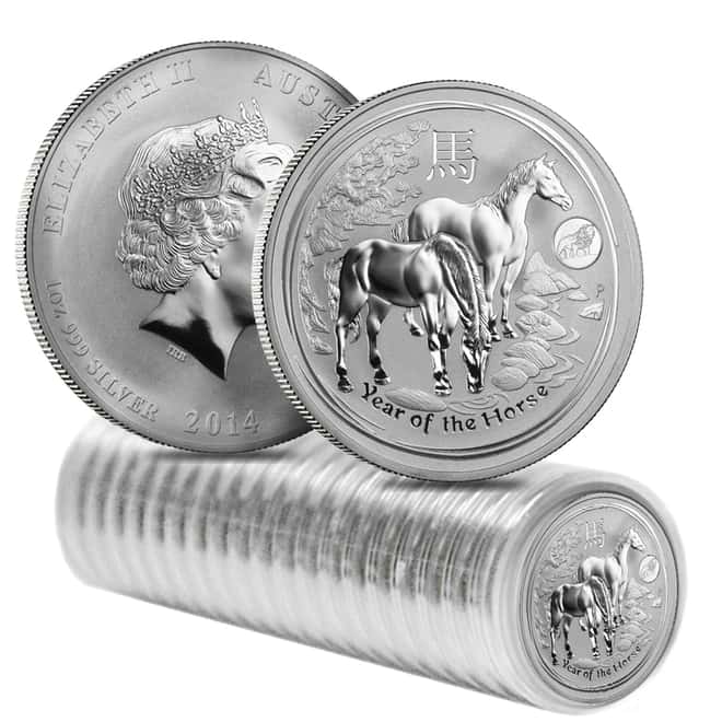 2014 1 oz Australian Silver Lunar Year of the Horse Lion Privy BU Australian Perth Mint In Cap