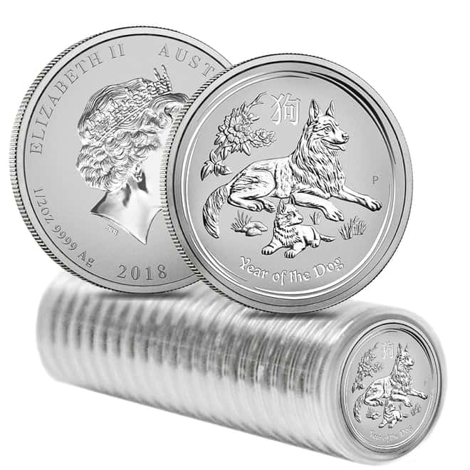 2018 1/2 oz Silver Lunar Year of The Dog BU Australian Perth Mint In Cap