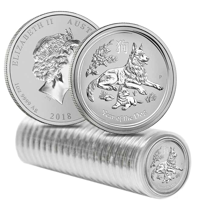 2018 1 oz Silver Lunar Year of The Dog BU Australian Perth Mint In Cap