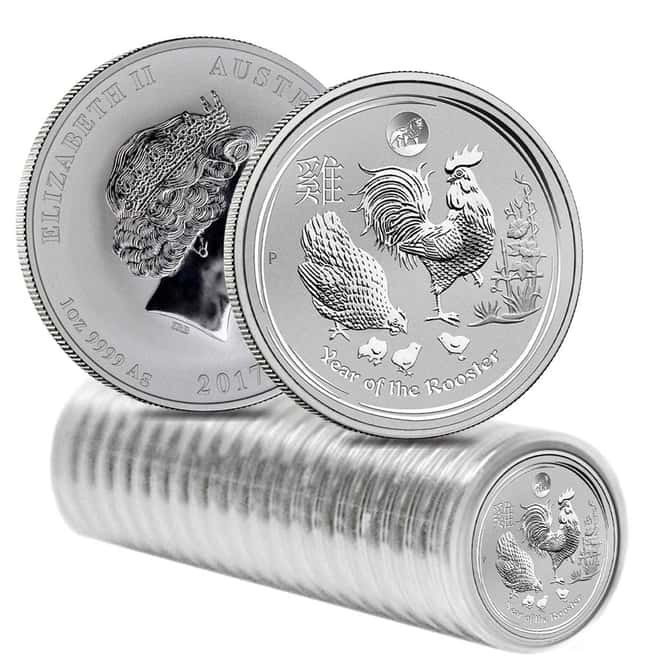 2017 1 oz Silver Lunar Year of The Rooster Lion Privy BU Australian Perth Mint In Cap