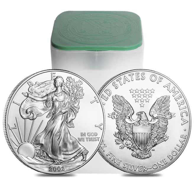 Roll of 20 - 2002 1 oz Silver American Eagle $1 Coin BU