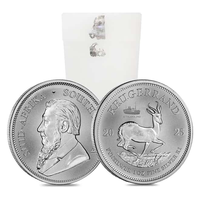 Roll of 25 - 2025 South Africa 1 oz Silver Krugerrand SS Tilawa Privy