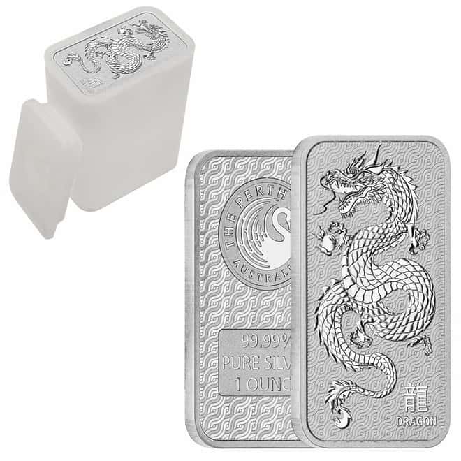 Tube of 20 - 1 oz Perth Mint Lunar Dragon Silver Bar .9999 Fine