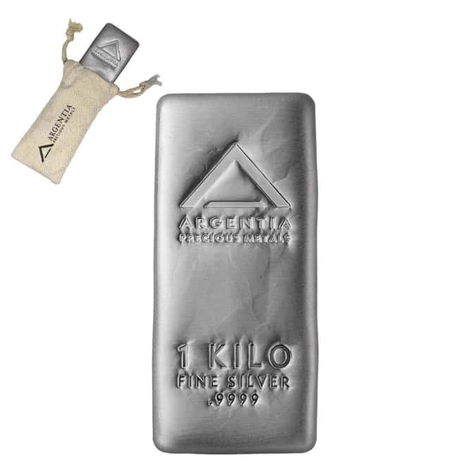 1 Kilo Argentia Cast Silver Bar .9999 Fine