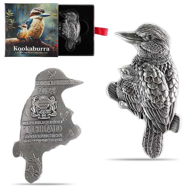 2024 Chad 1 oz Silver Kookaburra Shaped High Relief Coin .999 Fine