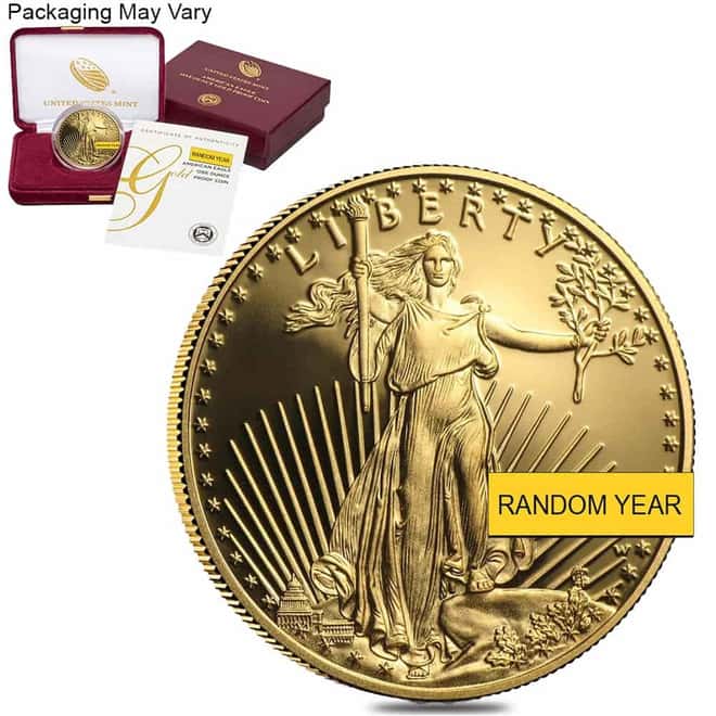 1 oz Proof Gold American Eagle $50 Coin w/Box & COA (Random Year)