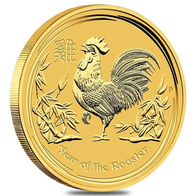 2017 1/2 oz Gold Lunar Year of The Rooster BU Australia Perth Mint In Cap