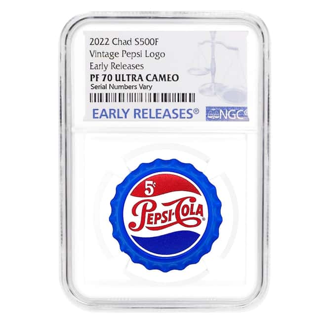 2022 Chad 6 gram Pepsi-Cola Retro Bottle Cap Proof Silver Coin NGC PF 70 ER (White Core)
