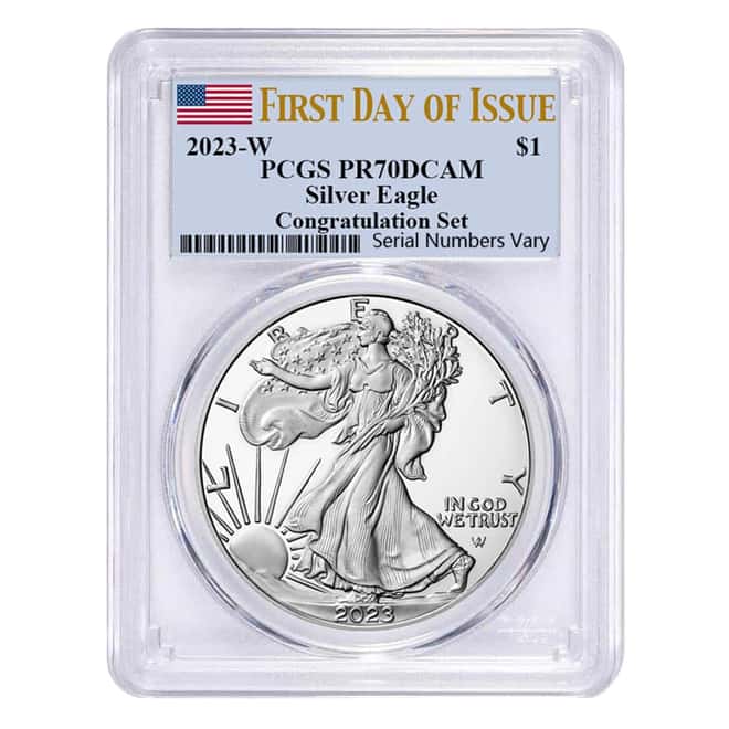2023-W 1 oz Proof Silver American Eagle Congratulations Set PCGS PF 70 DCAM FDOI