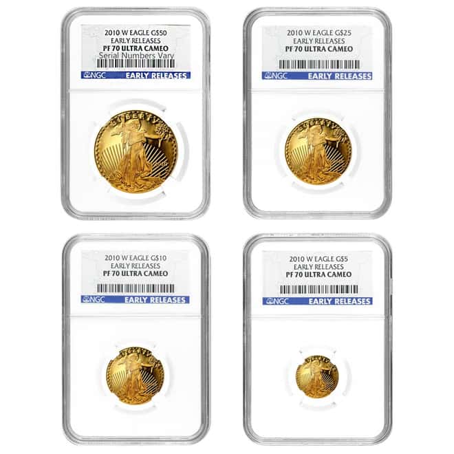 2010 W 4-Coin 1.85 oz Gold American Eagle Set NGC PF 70 Early Releases