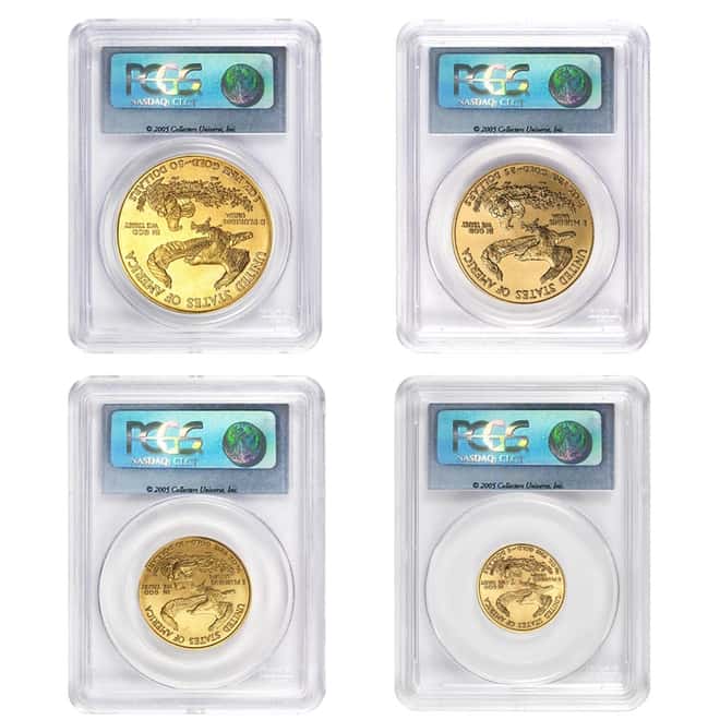 2005 4-Coin 1.85 oz Gold American Eagle Set PCGS MS 69 - 20th Anniversary