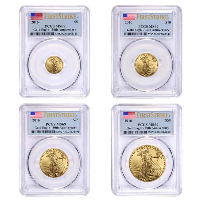 2016 1.85 oz Gold American Eagle 4-coin Set PCGS MS 69 First Strike