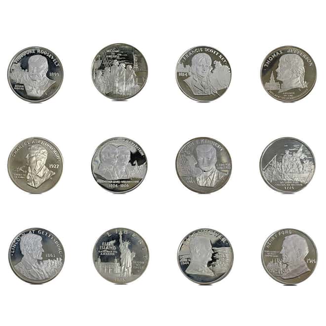 10.1 oz JM Statue Of Liberty Centennial Silver Coin/Medal Set (w/Box & COA)