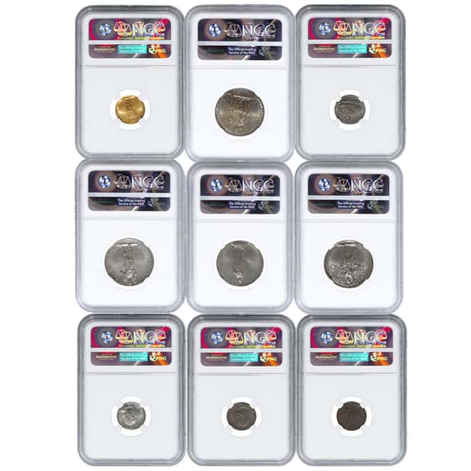 1929 VIII Vatican City .2546 AGW 9-Coin Set NGC MS 63-67