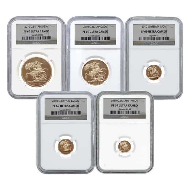2010 British Sovereign 5-Coin Gold Proof Set NGC PF 69 Ultra Cameo