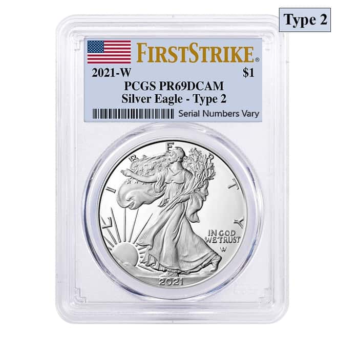 2021-W 1 oz Proof Silver American Eagle Type 2 PCGS PF 69 FS