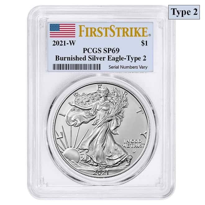 2021-W 1 oz Burnished Silver American Eagle Type 2 PCGS SP 69 FS