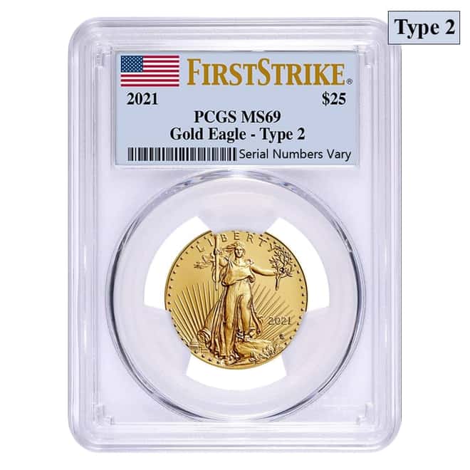 2021 1/2 oz Gold American Eagle Type 2 PCGS MS 69 First Strike