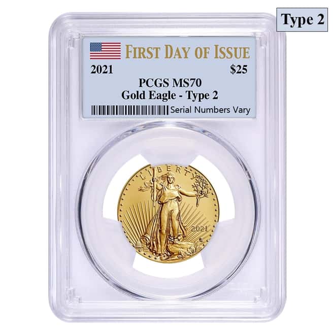 2021 1/2 oz Gold American Eagle Type 2 PCGS MS 70 FDOI
