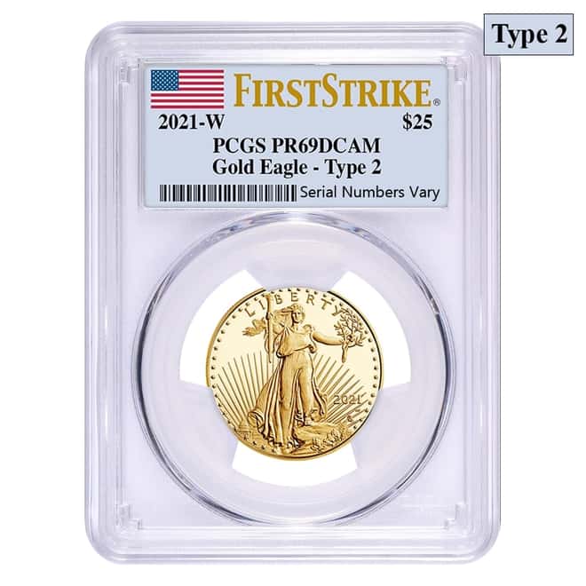2021-W 1/2 oz $25 Proof Gold American Eagle Type 2 PCGS PF 69 FS DCAM