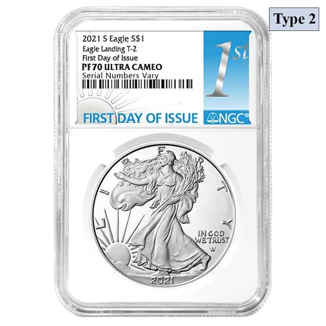 2021-S 1 oz Proof Silver American Eagle Type 2 NGC PF 70 FDOI
