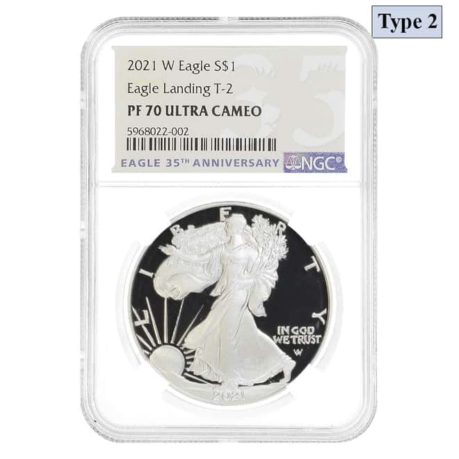 2021-W 1 oz Proof Silver American Eagle Type 2 NGC PF 70 (35th Ann)