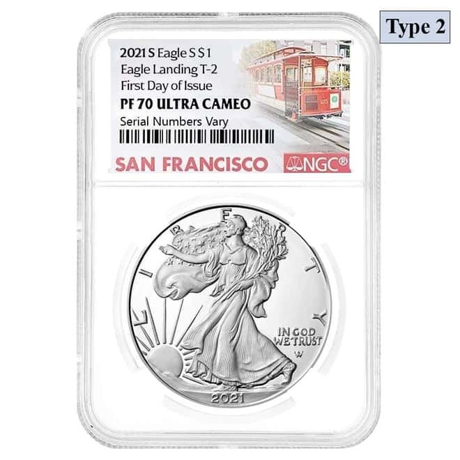 2021-S 1 oz Proof Silver American Eagle Type 2 NGC PF 70 FDOI (SF Label)