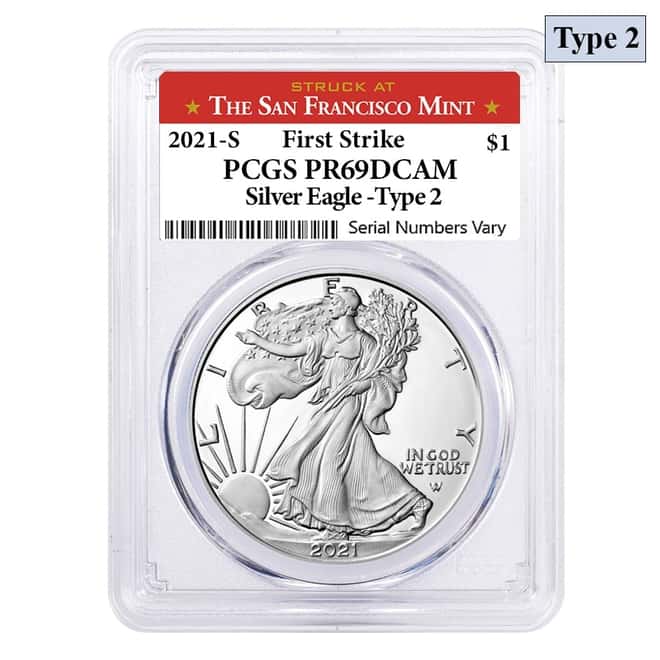 2021-S 1 oz Proof Silver American Eagle Type 2 PCGS PF 69 FS (SF Label)