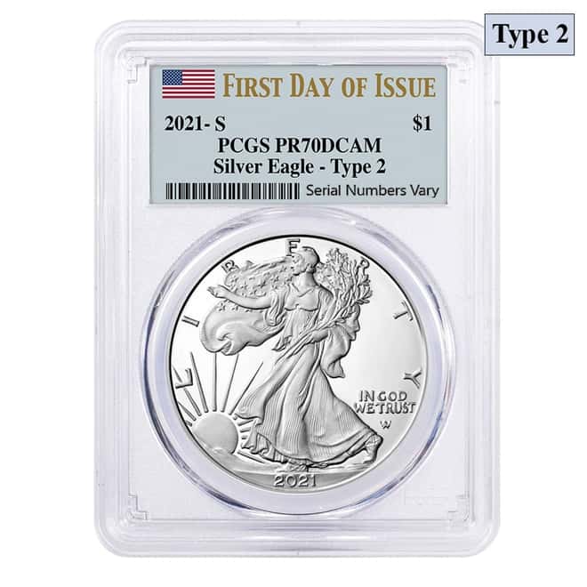 2021-S 1 oz Proof Silver American Eagle Type 2 PCGS PF 70 FDOI